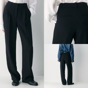 Aritizia Wilfred crepette black effortless pant size 14 pleated trouser wide leg